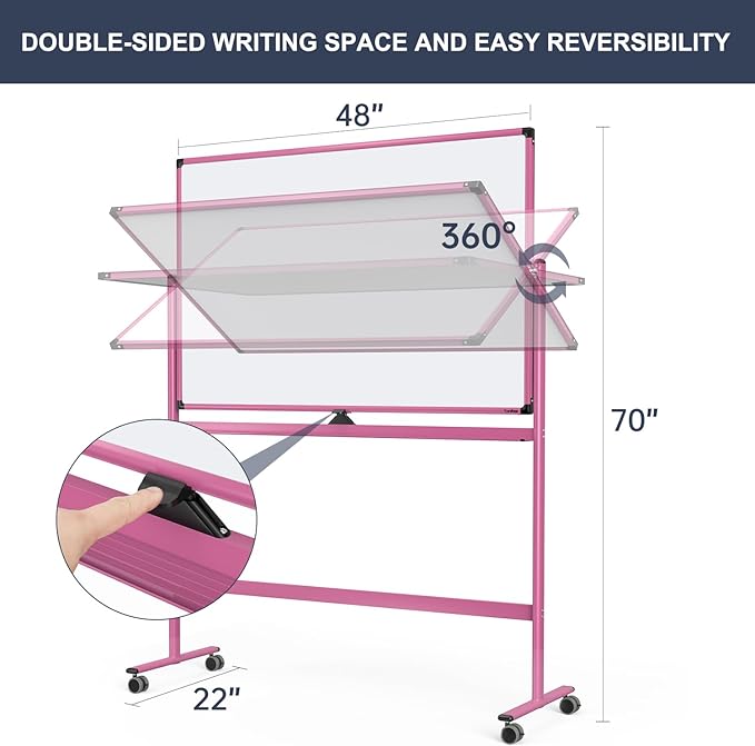 Rolling Whiteboard, 48x32 Inches Dry Erase Board - Image 3