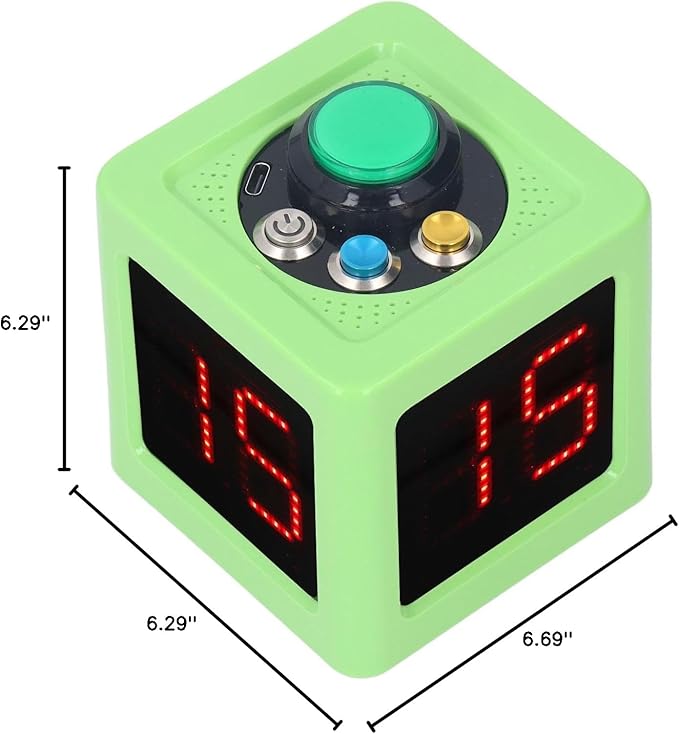 Green Rechargeable Cube Timer 1.4 Inch 4 Sided LED Digital Countdown Clock - Image 10