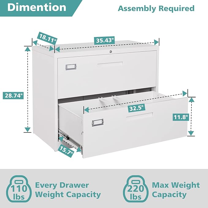 MIIIKO 2 Drawer Lateral File Cabinet - Image 3