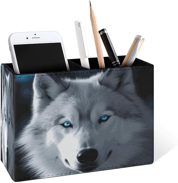 Famame White Wolf Blue Eyes Pencil Holder by Famame