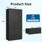 PEUKC 3-Drawer Metal File Cabinet, Lateral Vertical Filing Cabinets - Image 3