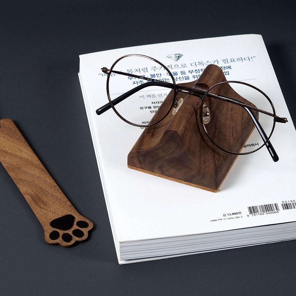 Wooden Glasses Stand, Eyeglass Stand for Desk or Nightstand