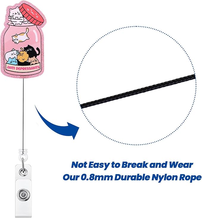 Anti Depressants Funny Cat Nurse Badge Reel, Cute Pink Retractable ID Card - Image 5
