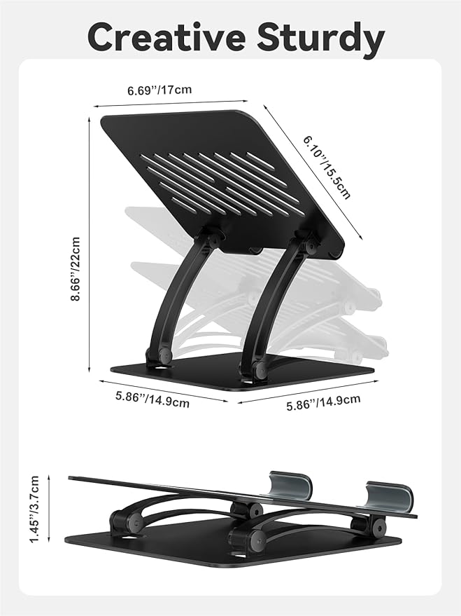tounee Tablet Holder Stand, Dual Rod Adjustable Aluminum Desktop Stand - Image 6
