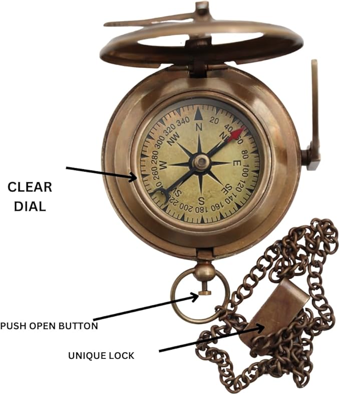 Handcrafted Vintage Brass Sundial Compass – Antique Nautical Sun Clock - Image 2