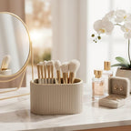 KINGFOM PU Leather Desk Organizer Pen Holder – Dual-Compartment Stylish Pencil - Image 3