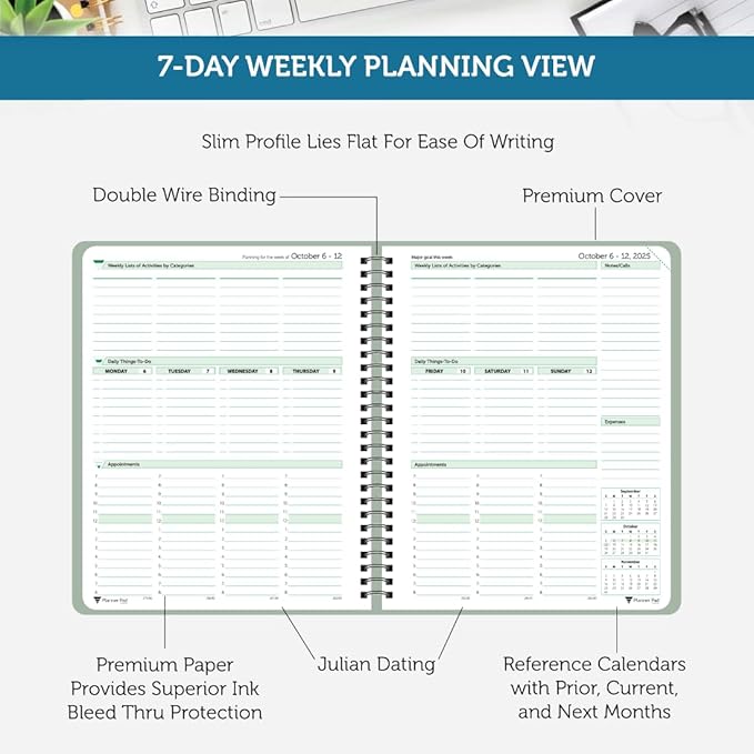 Planner Pad Spiral Bound 3-Tier Funnel Down 12 Month Organizer, October 2025 – - Image 3