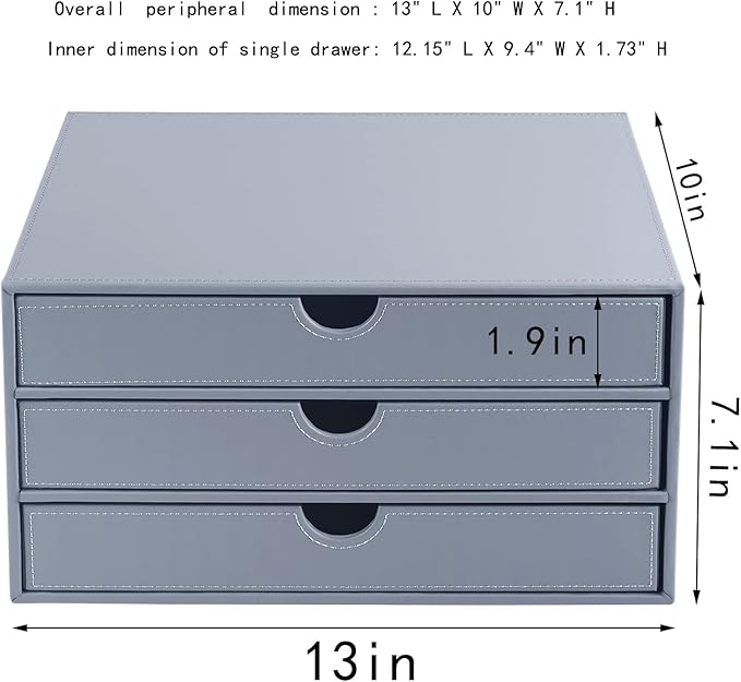Leather Desk Organizer with 3 Drawers/Tray, Executive Office Supplies Desktop - Image 4