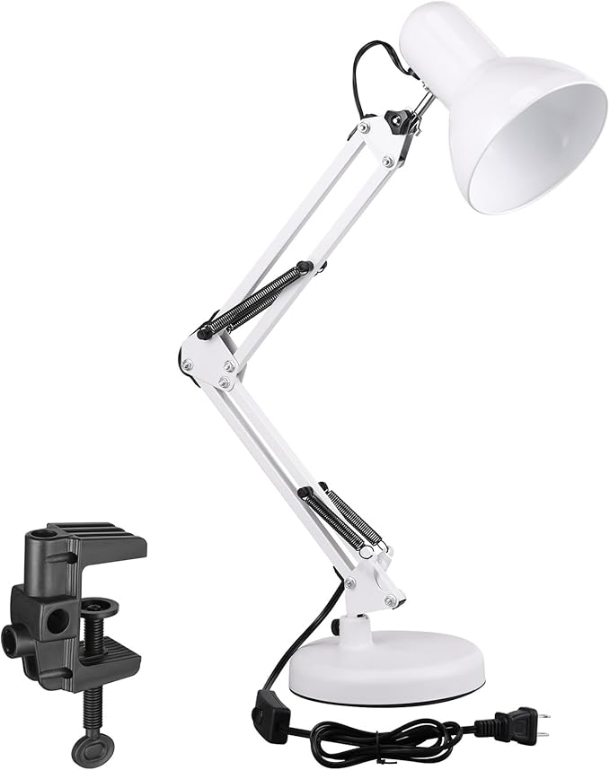 TORCHSTAR Metal Desk Lamp with Clamp, Swing Arm, Architect Adjustable Gooseneck by TORCHSTAR
