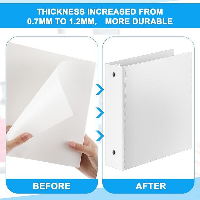 Henoyso 12 Pcs 3 Ring 1 Inch Binders Fits 8.5 x 11 Inch Letter Size Paper - Image 3