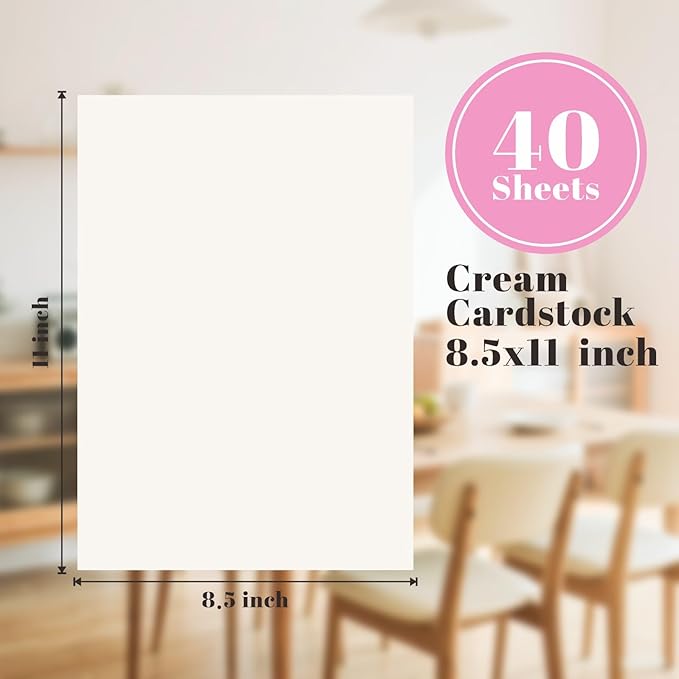 40 Sheets Cream Cardstock 8.5" x 11", 85lb/230gsm Ivory Card Stock, Off White - Image 2