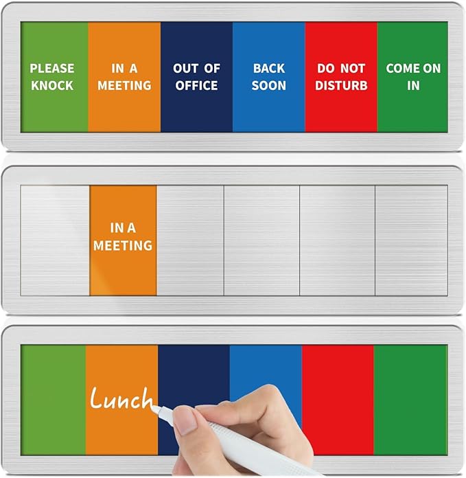 Office Door Signs with 6 Printed Status Options – Do Not Disturb, Out of Office by EliteSign