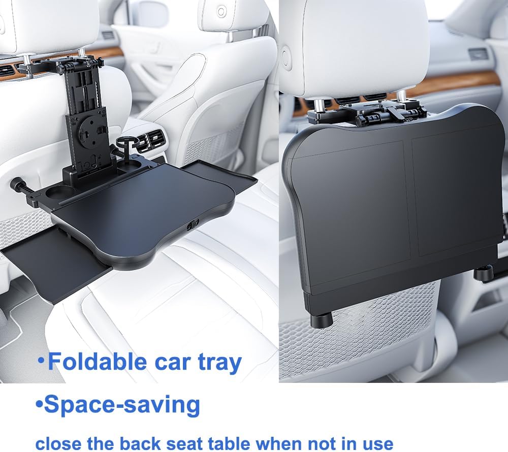 Car Back Seat Tray with Extendable Table, Car Travel Desk for Laptop