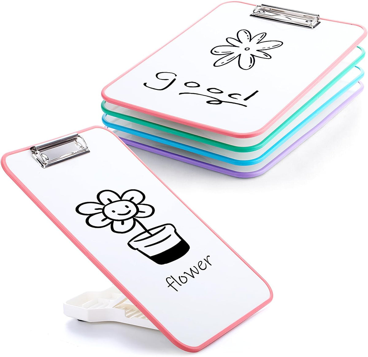 Seajan 4 Set Writing Slant Board with Stand, 15°-75° Desktop Whiteboard Dry E...