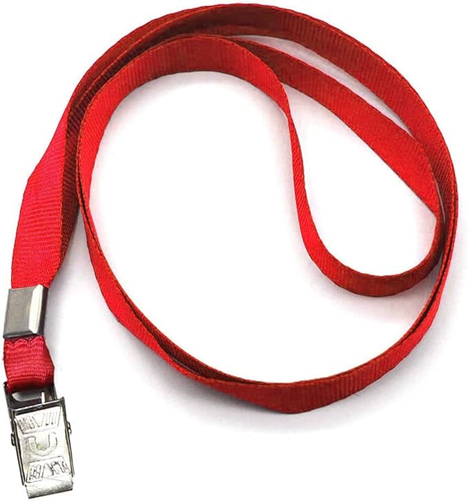 Beebel Red Lanyards 100 Pack Nylon Flat Badge Lanyard Bulldog Clip - Image 3