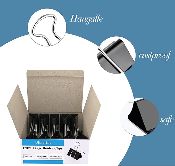 Ufmarine 40 Pcs Large Binder Clips 1.6 inch Length, Binder Clips Large - Image 4