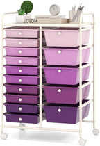 COSTWAY 15-Drawer Rolling Storage Cart, Mobile Utility Cart by COSTWAY