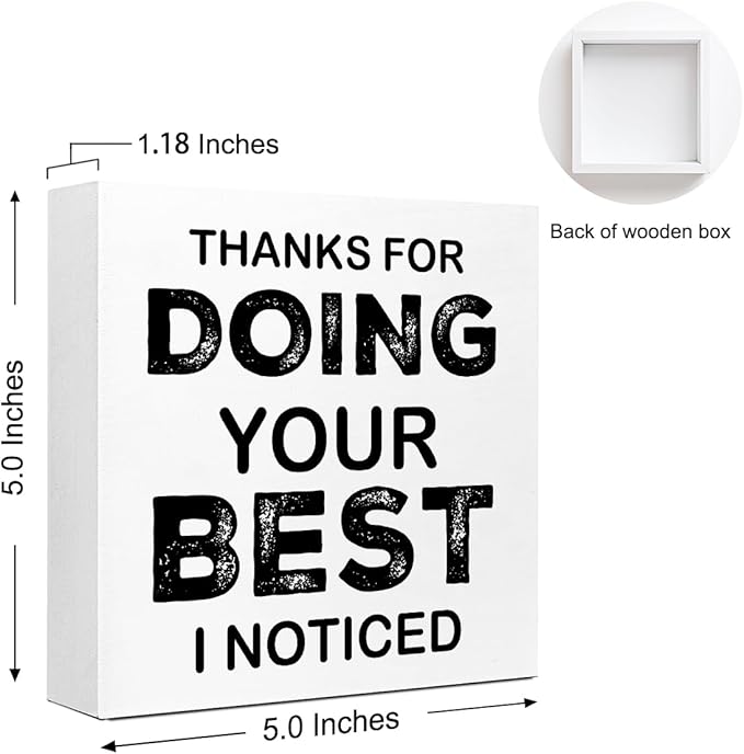 WUZYOU Workplace Wooden Block Sign "Thanks - Image 2
