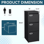 MIIIKO 3 Drawer File Cabinet, Home Office File Folders Storage Cabinet - Image 3