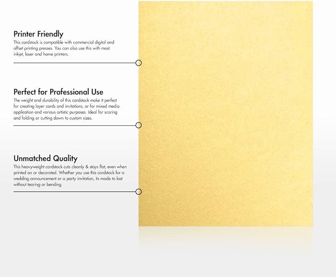 LUXPaper 8.5" x 11" Cardstock | Letter Size | Gold Metallic | 105lb. Cover | 50 - Image 8