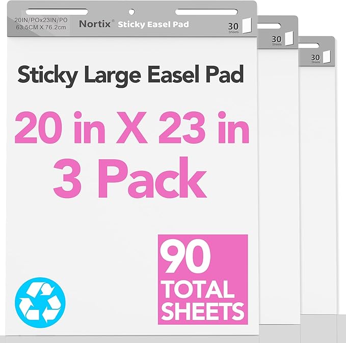 Nortix Flip Chart Paper, Sticky Easel Pads, Chart Paper by Nortix
