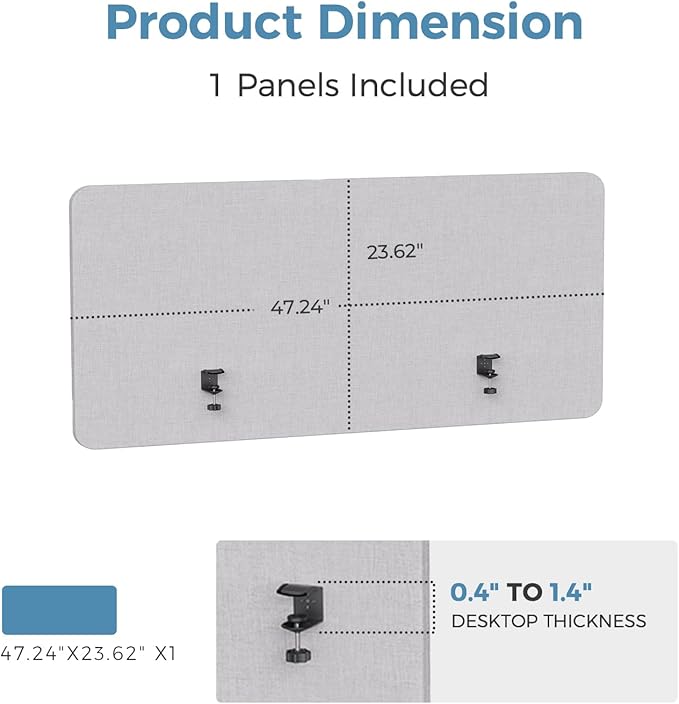 MORDEER 47.2" Privacy Desk Divider Panel, Acoustic Divider Panels - Image 2