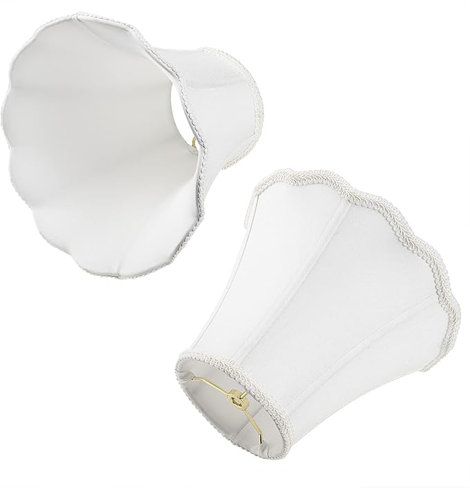 White Bell Scalloped Lamp Shade 5'' Top x 10'' Bottom x 8.3'' Slant Height x - Image 5