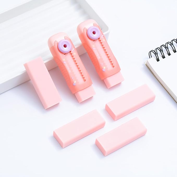 M&G 2+4 Pack Rubber Erasers Sliding Retractable Eraser, 2 Pack Cute Erasers - Image 7