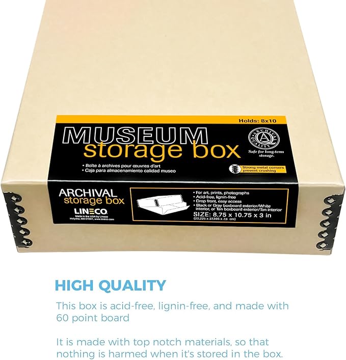 Lineco Museum Archival Storage Box, 8.75x10.75x3 in. Drop Front Design. - Image 6