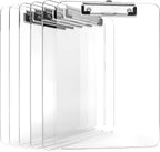 KIGGOS Acrylic Clipboards 12.5 x 9, Clear 6 Pack Letter Size Clip Boards with Low Profile Metal Clips, Hold up to 100 Sheets, Lightweight Set for Classroom, School, Office and Home