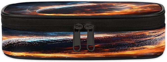 Pardick American Football Fire Pencil Case，Big Capacity Pencil Pouch Coin Pouch - Image 3
