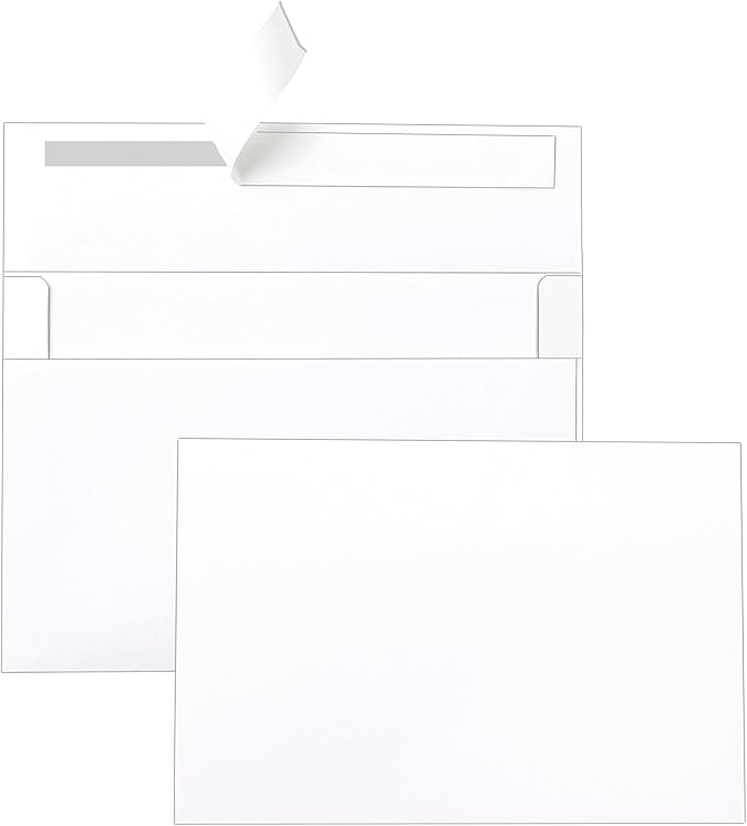 Silunkia White Blank Flat Cards and Envelopes 4 x 6 Heavyweight Single Panel by Silunkia