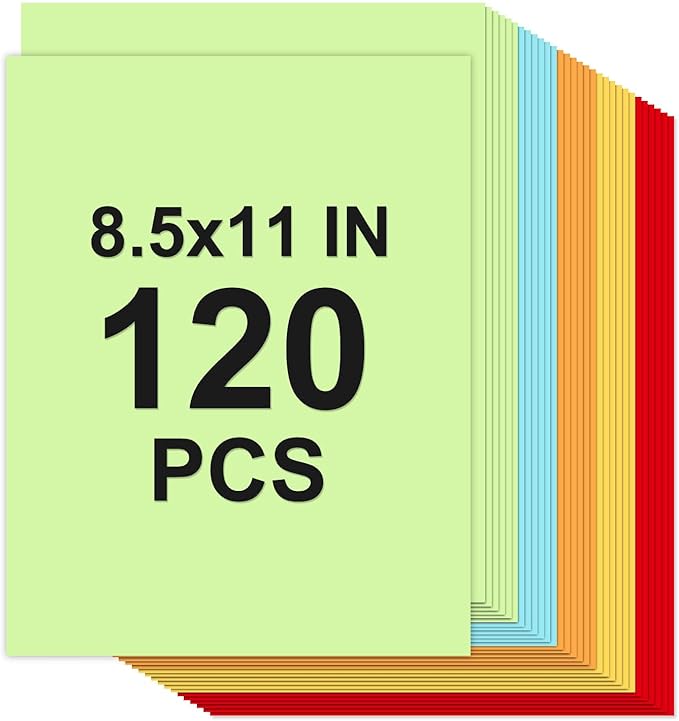 Cardstock Paper, 5 Colors Colored Cardstock 8.5x11, 120 Sheets Card Stock by Glyanlee