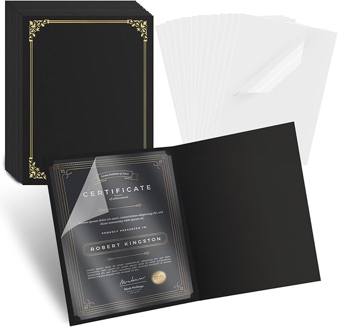 15 Pcs Certificate Holders 8.5 x 11 Additional 15 Pcs Plastic Film, Diploma by Unknown