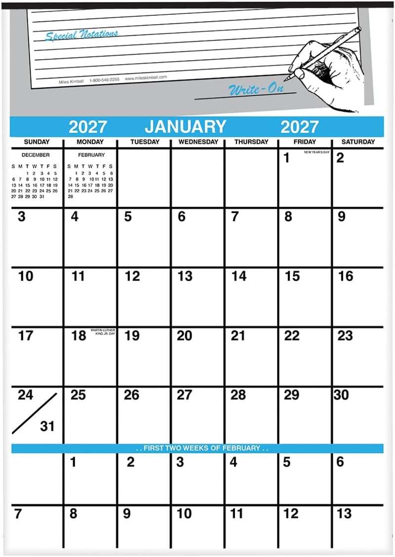 Large 1 Year Vertical Giant Write On Calendar Ideal for Dorm Room, | Refrigerator, Kitchen and Office - 15 1/2 in. x 22 in., 2023