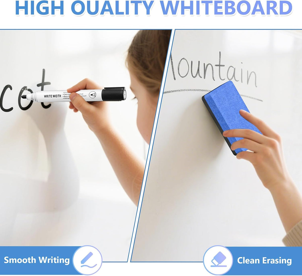 Magnetic Dry Erase Whiteboard, 40 x 60 Inch Large Wall Mounted White Board