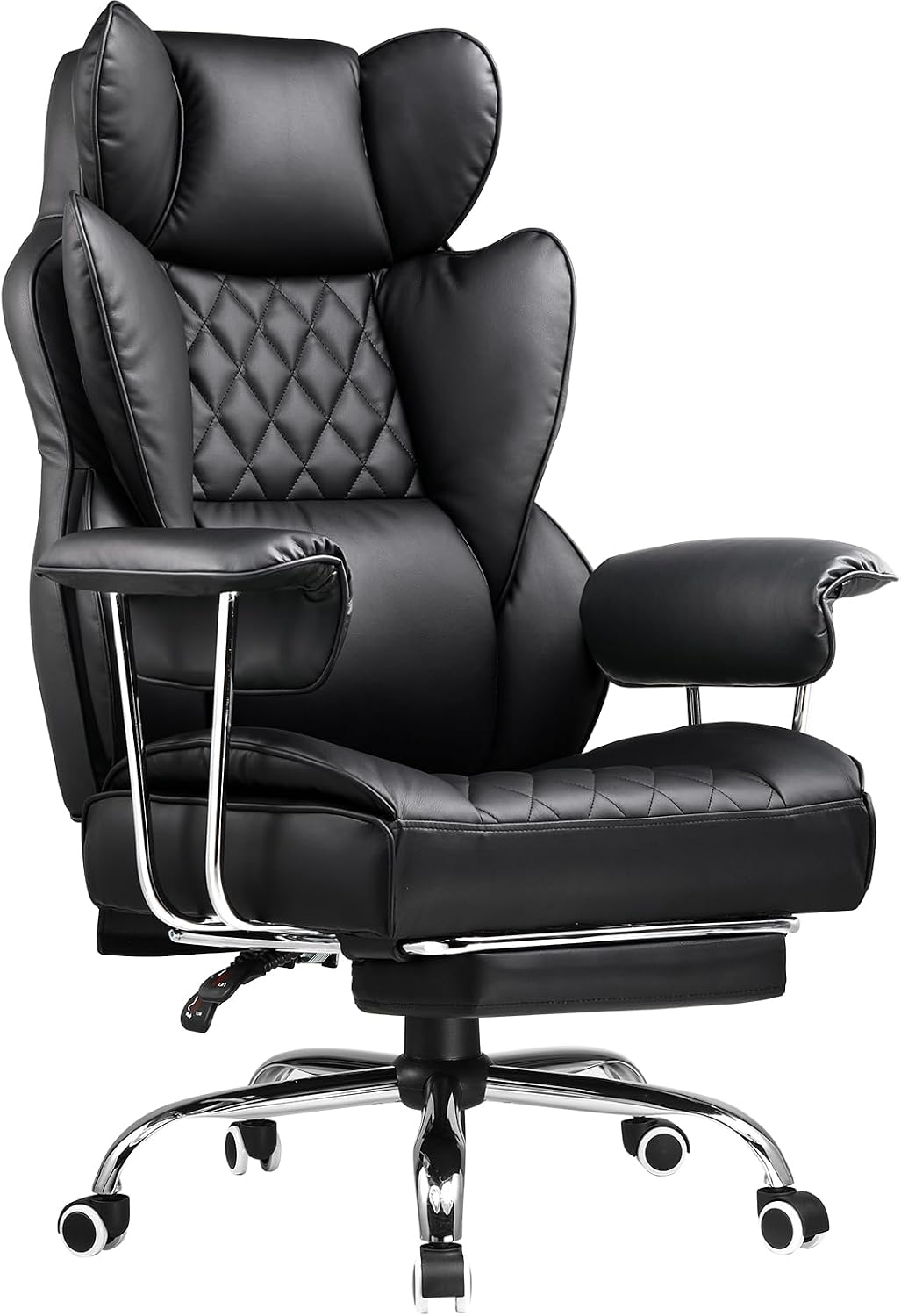 COMHOMA Big and Tall Office Chair, High Back Leather Gaming Chair with Footre...