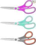 Scissors, iBayam 8" All Purpose Scissors Bulk 3-Pack, Ultra Sharp 2.5mm Thick by iBayamDirect
