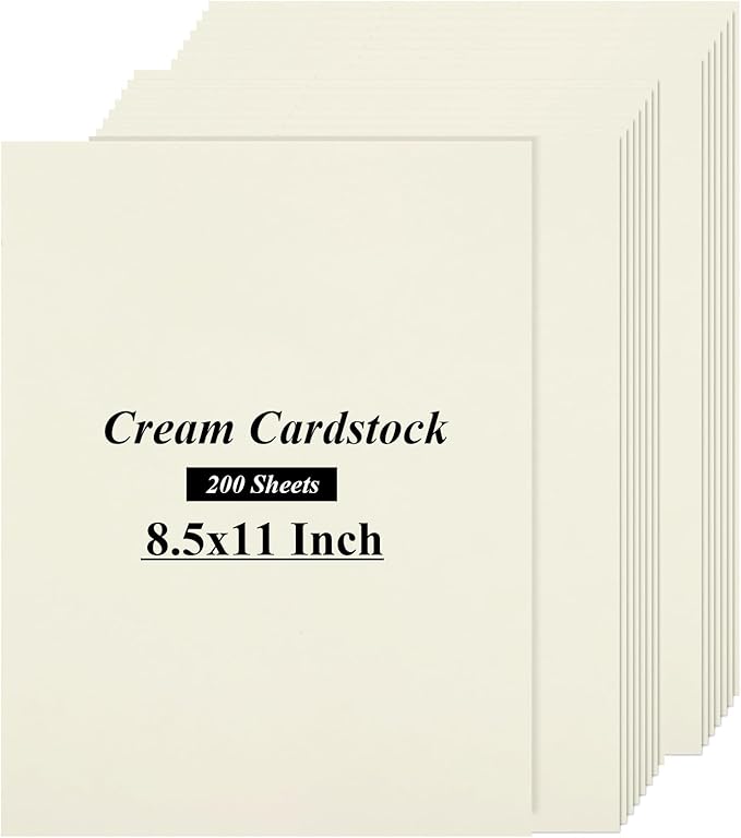 QTLCOHD 200 Sheets Cream Cardstock 8.5 x 11 Off White Cardstock 110lb Ivory by WelcomeToQTLCOHD