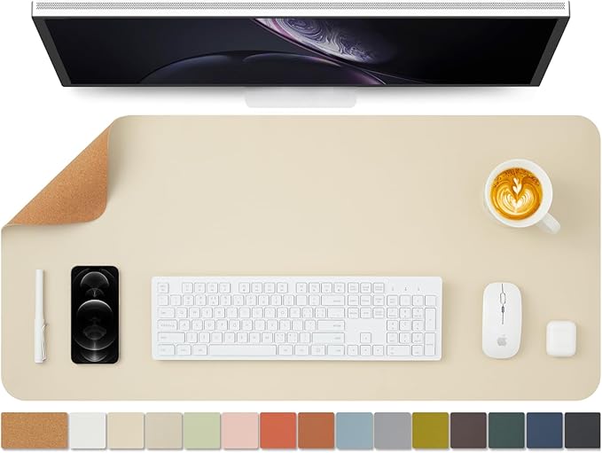 Cork Desk Mat - Dual-Sided Desk Pad by HOMIEAZICOZI