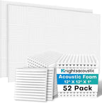 Knightsacoustic 52 Pack White Sound Proof Foam Panels by Knightsacoustic