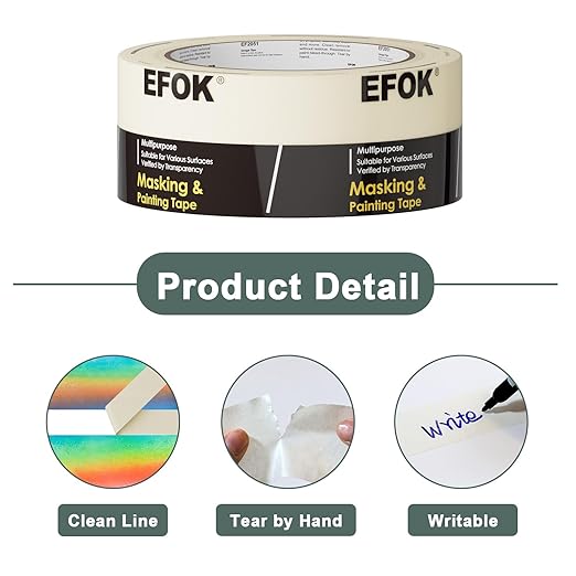 EFOK 10 Pack Masking Tape 2 Inch Wide Bulk, 2026 Upgrade White Painters Tape - Image 5