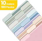 SUNEE File Folders Letter Size 10 Pastel Colors, 100 Pack Manilla Folders 8.5 x - Image 2