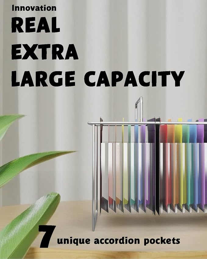 MAIMIS Plastic Expanding Hanging File Folders, 7 Pocket Extra Capacity - Image 4