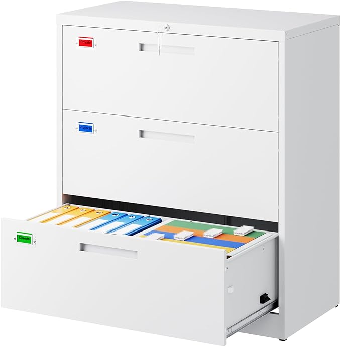 PEUKC 3 Drawer File Cabinet, Lateral Filing Cabinets by PEUKC