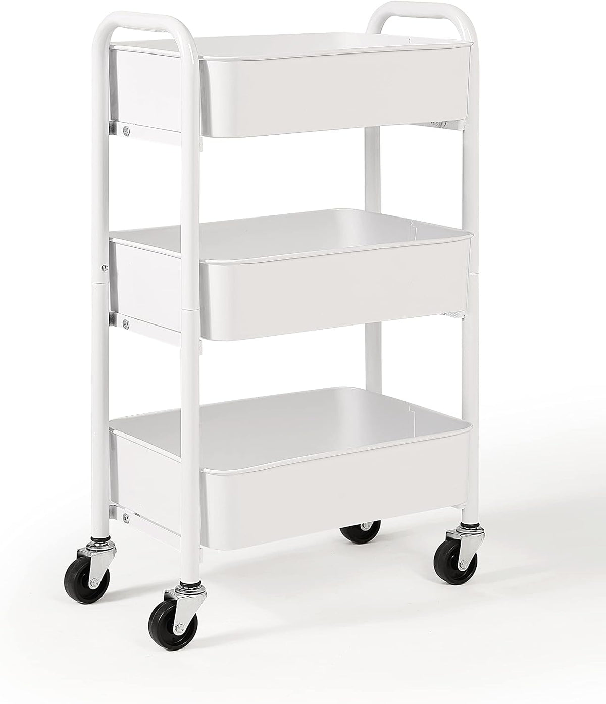 SunnyPoint 3-Tier Delicate Compact Rolling Metal Storage Organizer - Mobile U...