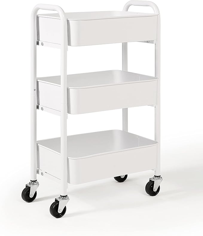 SunnyPoint 3-Tier Delicate Compact Rolling Metal Storage Organizer - Image 2