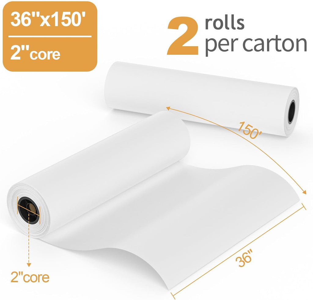 Wide Format Paper 36 in x 150 ft CAD Bond Rolls, 2 Rolls Plotter Paper on 2" Core for CAD Drawings, Engineering Plans, GIS Maps & Architectural Designs