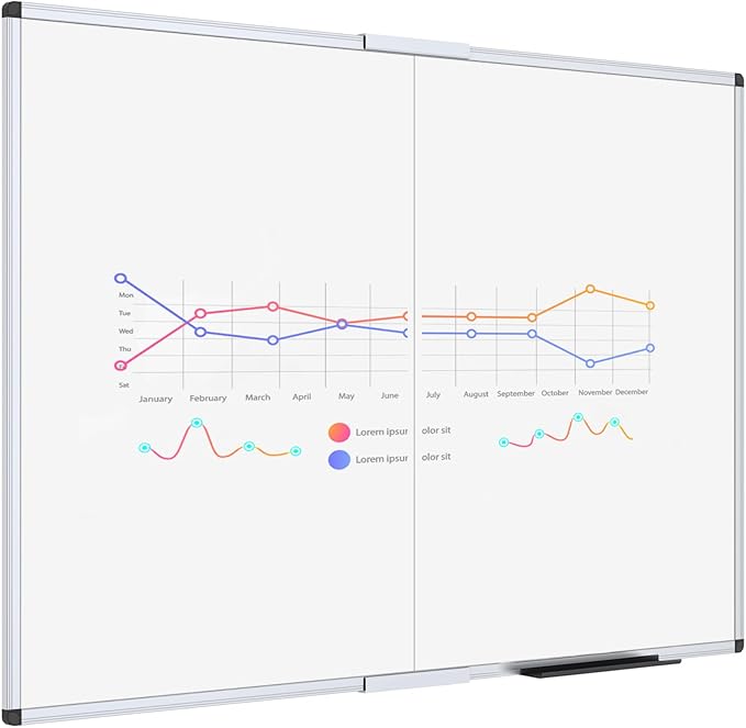VIZ-PRO Magnetic Foldable Whiteboard, 48 x 36 Inches, Dry Erase Wall Mounted by VIZ-PRO