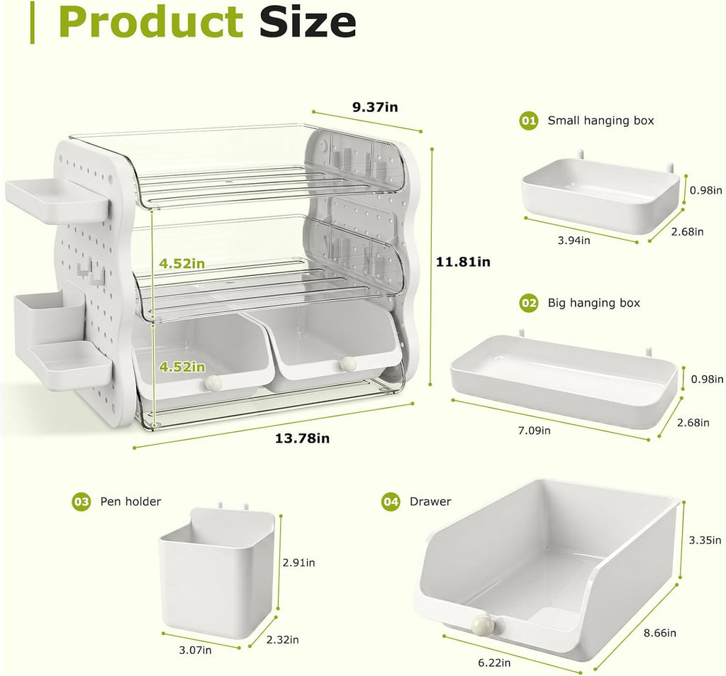 comix 3-tier paper organizer letter tray, file organizer showing dimensions